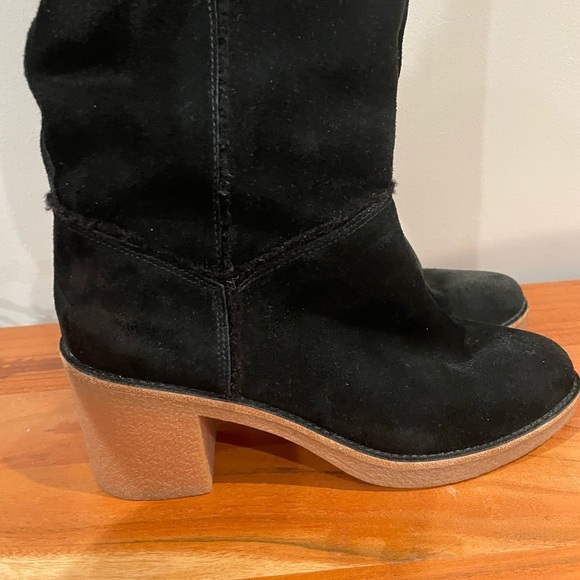 Ugg‎ Black Kasen Black Suded Tall 3” Heel Boots Size 10 - Picture 5 of 10
